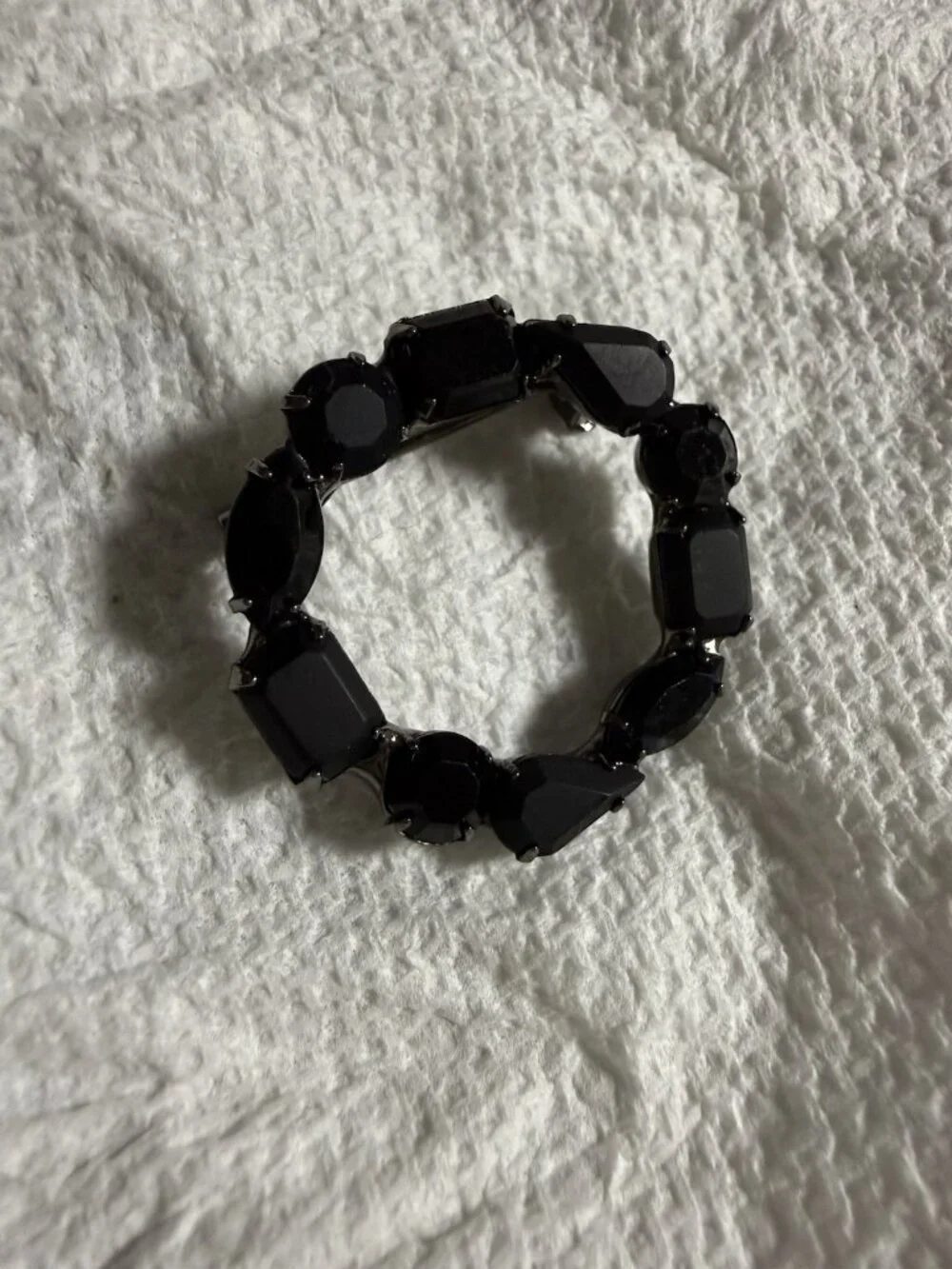 Victorian Melted Faceted “French Jet” Glass Mourning Brooch Wreath Gift